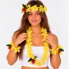 Ensemble hawaïen jaune – Collier, bracelets et couronne