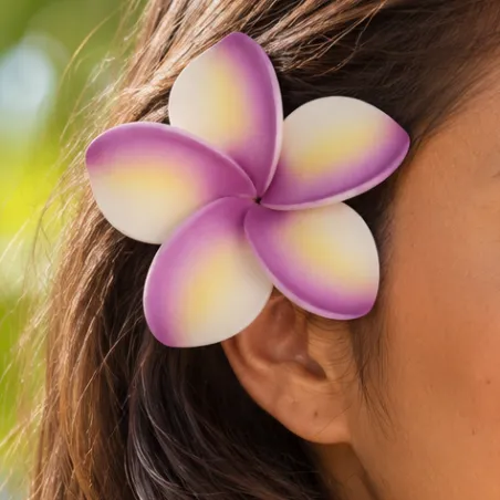 Barrette à cheveux fleur de frangipane artificielle 9 cm – Accessoire cheveux