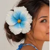 Fleur Hawaïenne Blanche et Bleue 16 cm | Fleur Cheveux