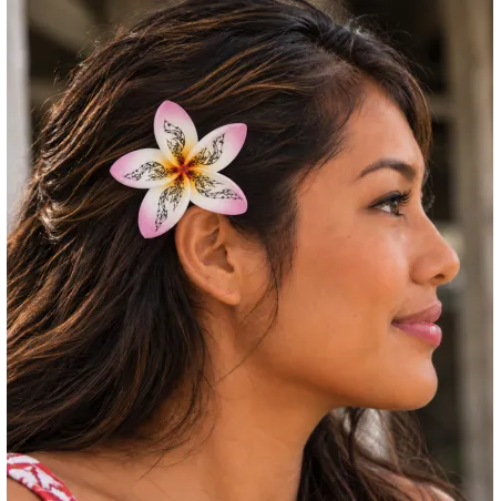 Barrette fleurs rose tattoo