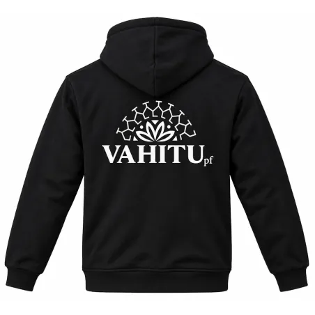 Sweat-shirt noir à capuche VAHITU – Motifs marquisiens - tortue tiaré