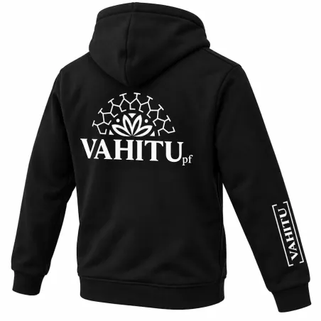 Sweat-shirt noir à capuche VAHITU – Motifs marquisiens - tortue tiaré