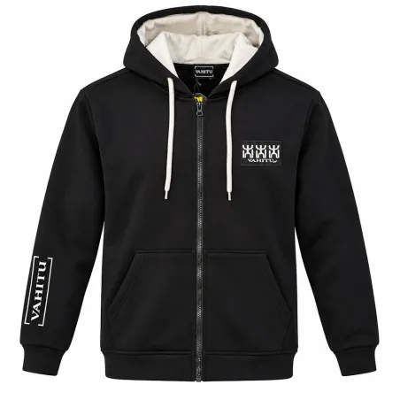 Sweat-shirt noir à capuche VAHITU – Motifs marquisiens - oiseau