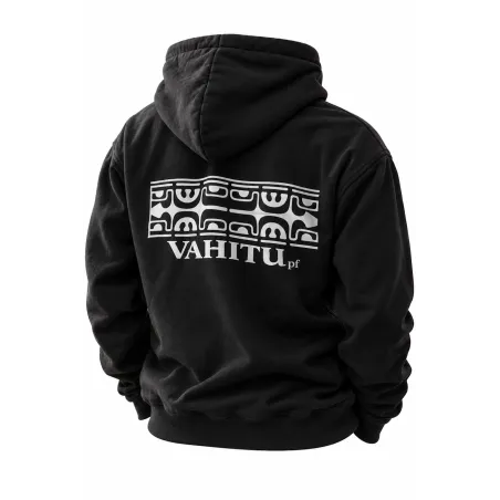 Sweat-shirt noir VAHITU – Tatouage polynésien lézards