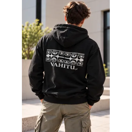 Sweat-shirt noir VAHITU – Tatouage polynésien lézards