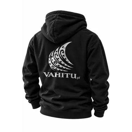 Sweat-shirt noir VAHITU – Motif vague polynésienne