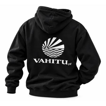 Sweat-shirt noir à capuche VAHITU – Drapeau polynésien