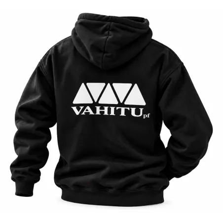 Sweat à capuche noir VAHITU – Motif dents de requin polynésiennes
