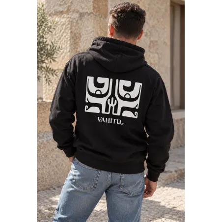 Sweat noir VAHITU.pf – Motif tatouage polynésien