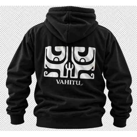 Sweat noir VAHITU.pf – Motif tatouage polynésien