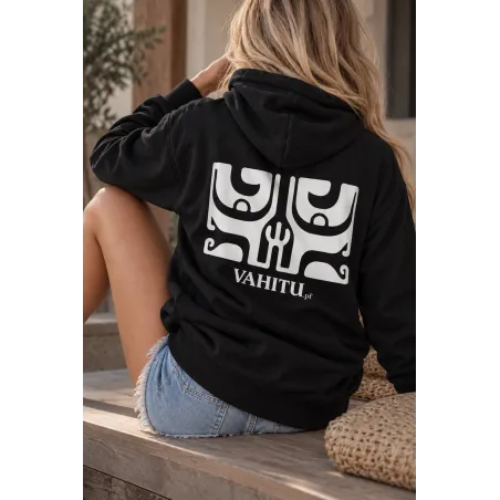 Sweat noir VAHITU.pf – Motif tatouage polynésien