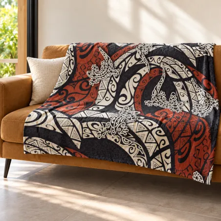 Grand Plaid Tatouage Lezard marron noir