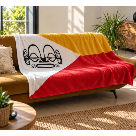 Superbe grand Plaid Tatouage Drapeau Marquisien