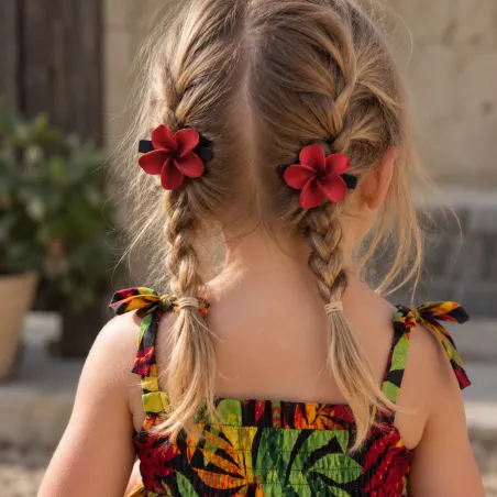 Paire de pince - barrette à cheveux 3.50 cm frangipane rouge