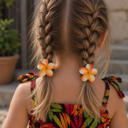 Paire pince croco à cheveux 3.50 cm frangipane orange