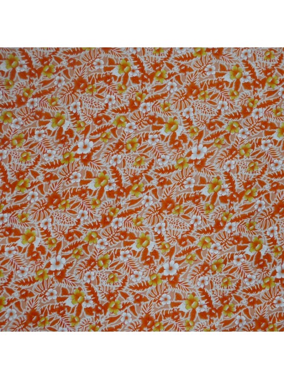 Tissu orange  petites fleurs canopée