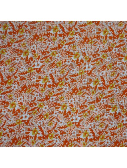 Tissu orange  petites fleurs canopée