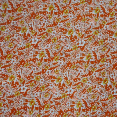 Tissu orange  petites fleurs canopée