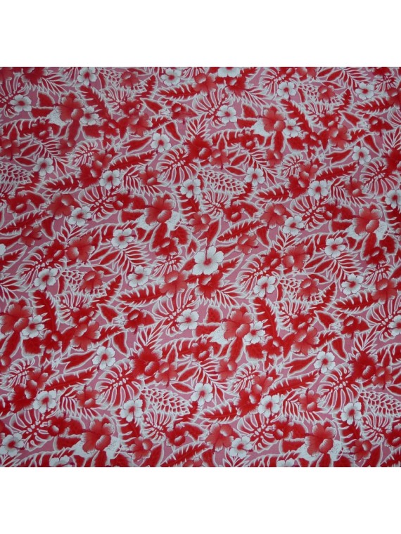 Tissu petites fleurs rouge canopée