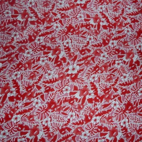 Tissu petites fleurs rouge canopée