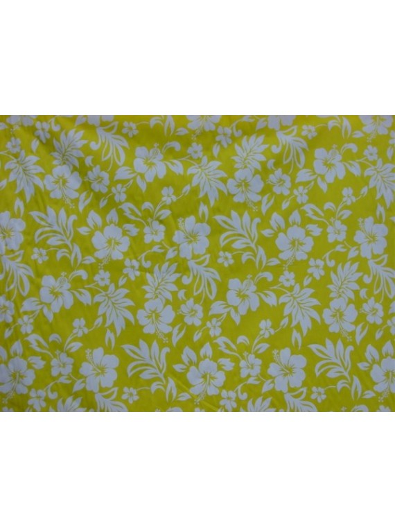 TISSU HIBISCUS JAUNE ET BLANC BEST SELLER