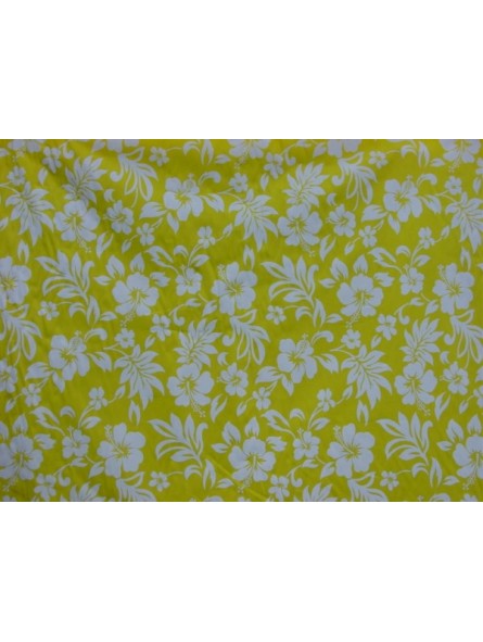TISSU HIBISCUS JAUNE ET BLANC BEST SELLER