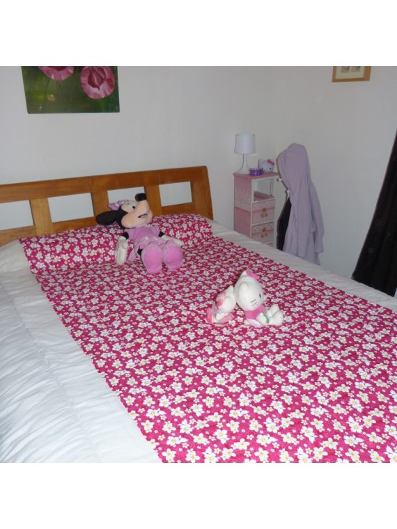 TISSU ROSE  PETITES FLEURS BOUTON D'OR