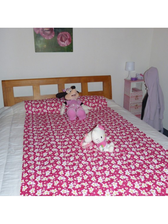 TISSU ROSE  PETITES FLEURS BOUTON D'OR