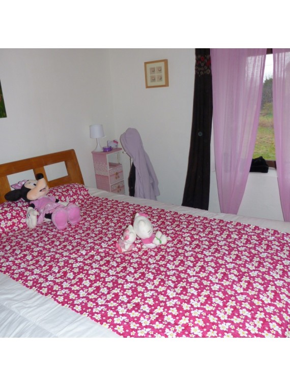 TISSU ROSE  PETITES FLEURS BOUTON D'OR