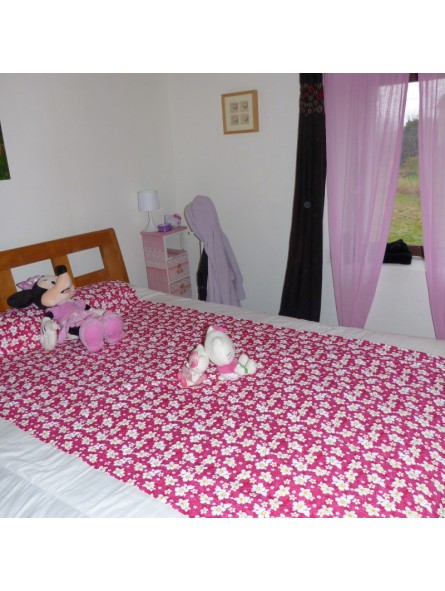 TISSU ROSE  PETITES FLEURS BOUTON D'OR