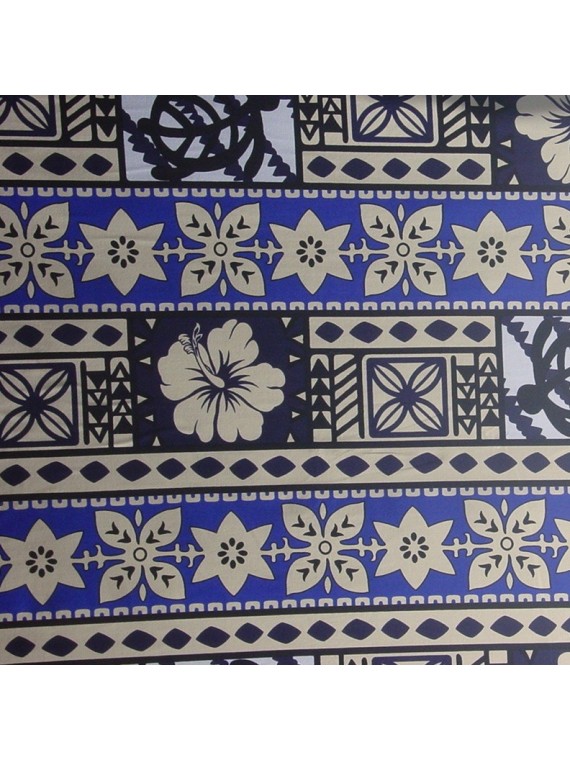 tissu bleu tapa polyesien