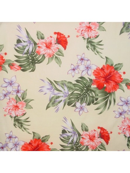 Tissu beige fleurs vintage hawaï