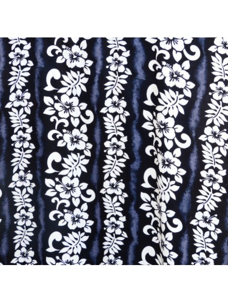 Tissu noir anthracite hibiscus line