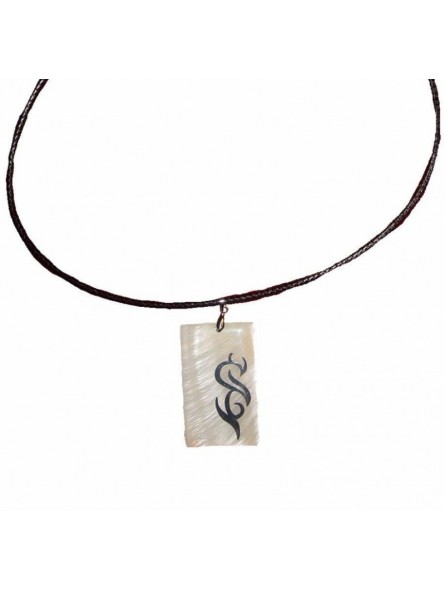 Collier/pendentif nacre et feuille d'argent tattoo