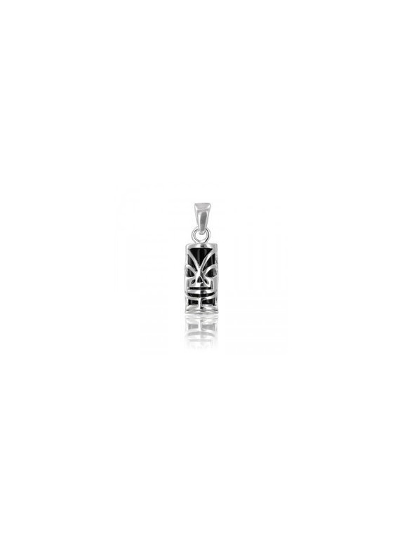 Petit pendentif tiki noir argent massif