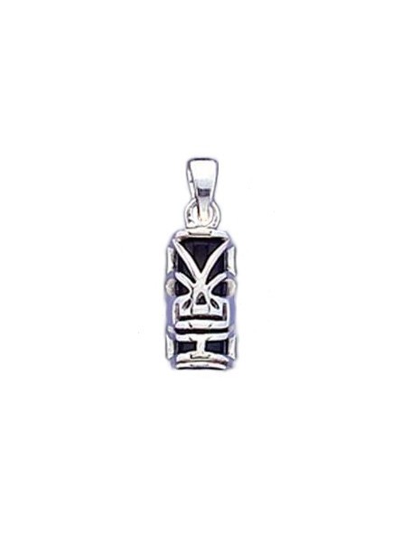 Petit pendentif tiki noir argent massif