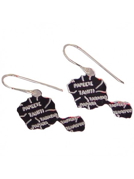 Boucle d'oreille carte tahiti argent