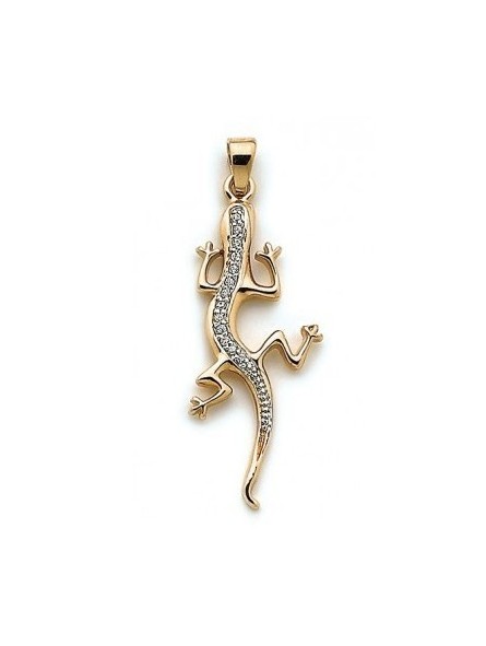 Pendentif Salamandre plaqué or et strass