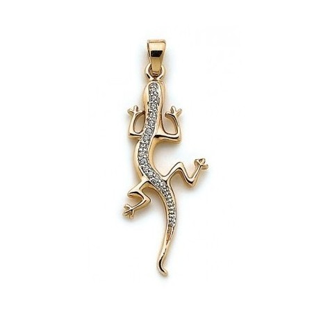 Pendentif Salamandre plaqué or et strass