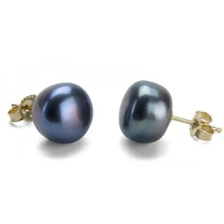 Boucle d oreille en perle noire 10 mm