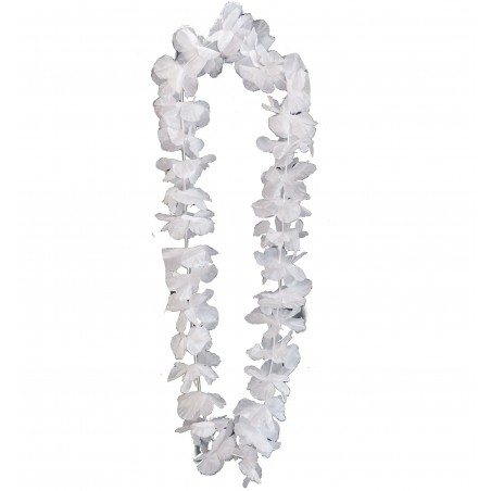 Collier hawaïen de fleurs Honolulu - Blanc