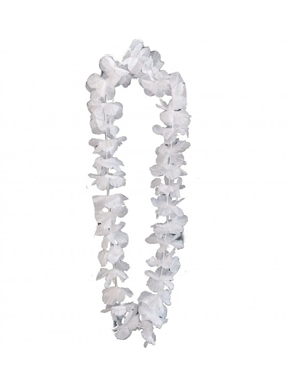 Par 100, Collier hawaïen de fleurs Honolulu - Blanc