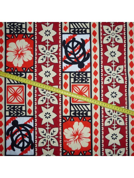 Tissu Rouge  coton Moderne Tapa
