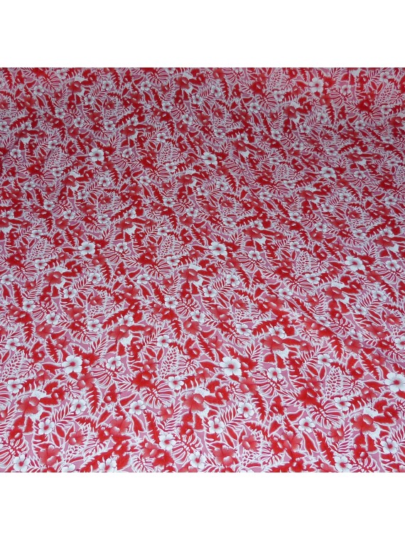 Tissu petites fleurs rouge canopée