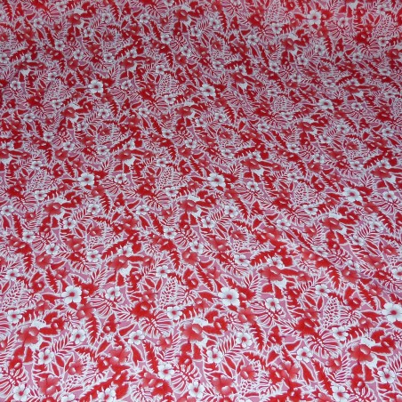 Tissu petites fleurs rouge canopée