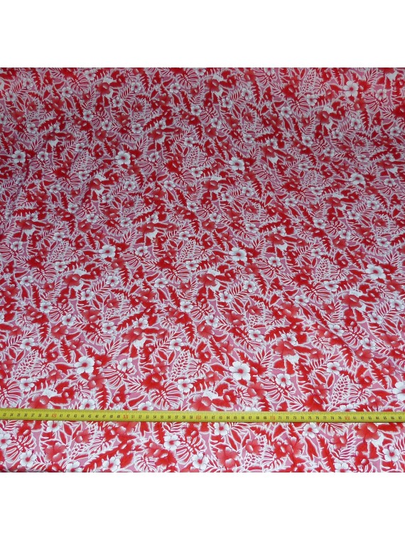 Tissu petites fleurs rouge canopée