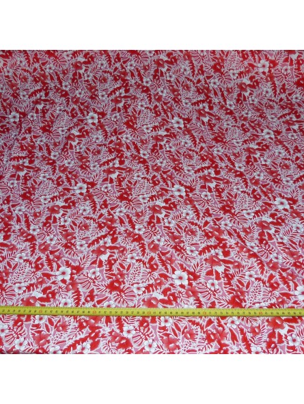 Tissu petites fleurs rouge canopée