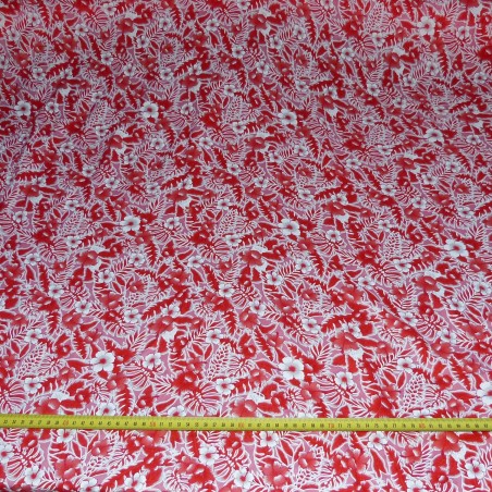 Tissu petites fleurs rouge canopée