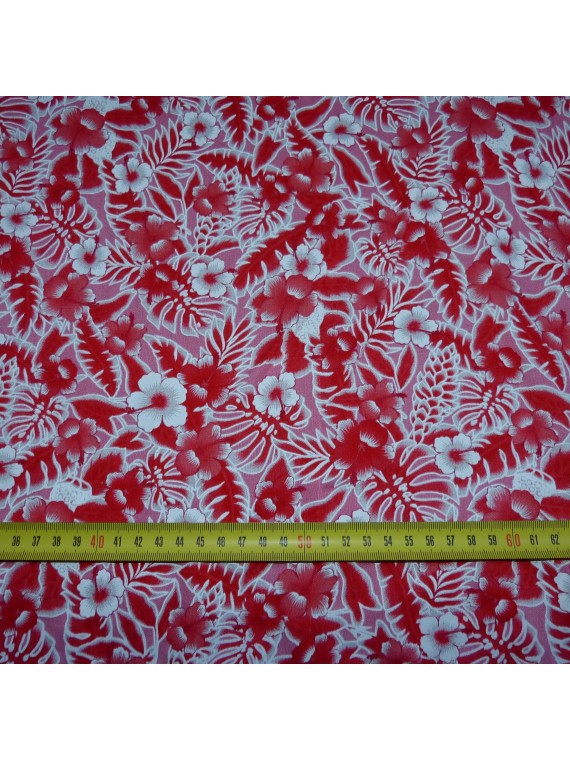 Tissu petites fleurs rouge canopée