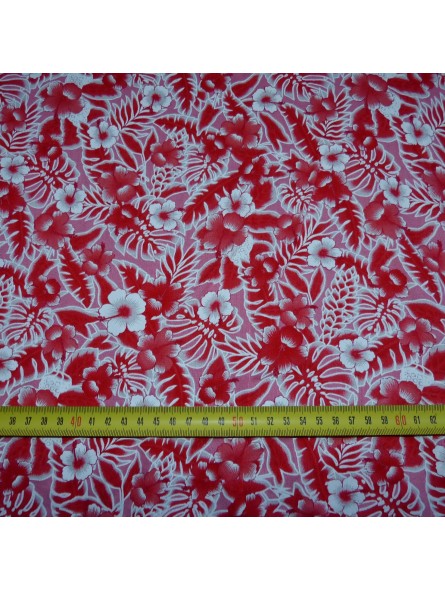 Tissu petites fleurs rouge canopée